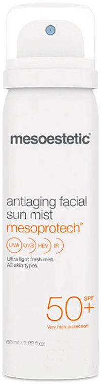 Przeciwstarzeniowy spray do twarzy z filtrem przeciwsłonecznym - Mesoestetic AntiAging Facial Sun Mist SPF 50 — Zdjęcie N1