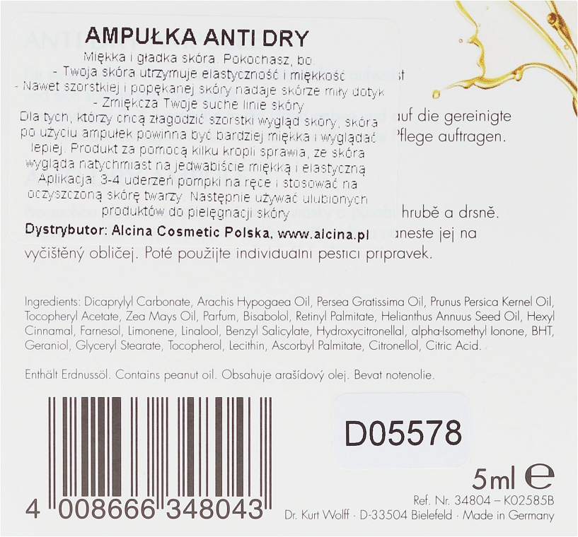 Przeciwstarzeniowe ampułki do twarzy - Alcina Anti Dry Ampulle — Zdjęcie N3