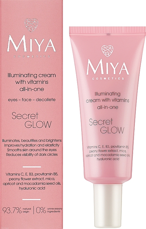 Rozświetlający krem z witaminami do twarzy, na dekolt i pod oczy - Miya Cosmetics Secret Glow — Zdjęcie N2