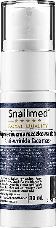 PRZECENA! Aktywna maska przeciwzmarszczkowa do twarzy - Snailmed Royal Quality Anti-Wrinkle Face Mask * — Zdjęcie N1