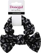 Kup Gumka do włosów z kokardą w panterkę, czarna - Donegal FA-5689