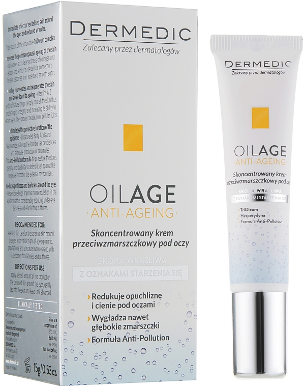 Skoncentrowany krem przeciwzmarszczkowy pod oczy - Dermedic Oilage Concentrated Anti-Wrinkle Eye Cream