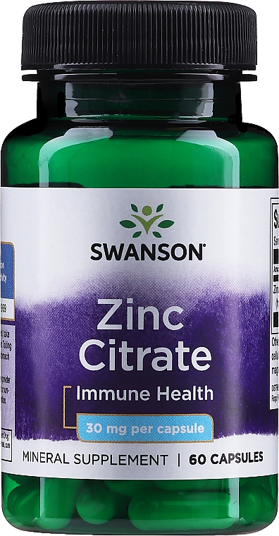 Suplement diety Cytrynian cynku, 30 mg, 60 szt. - Swanson Zinc Citrate — Zdjęcie N1