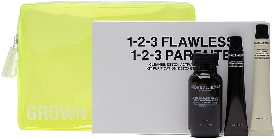 Zestaw - Grown Alchemist 1-2-3 Flawless Kit (f/clean/50ml + serum/10ml + f/cr/12ml) — Zdjęcie N1