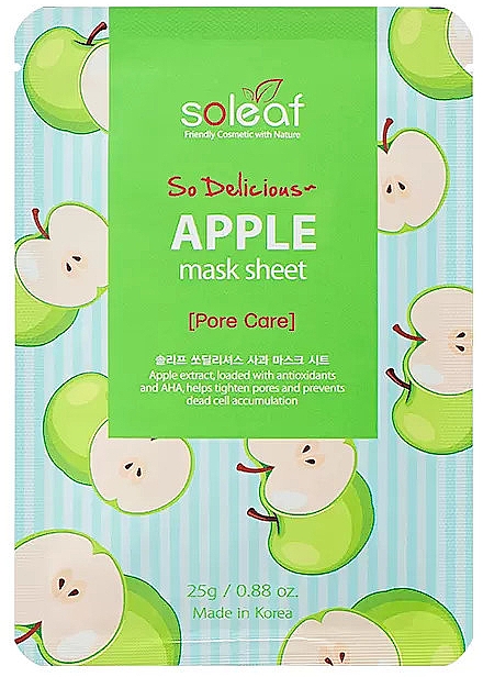 Maska z ekstraktem z jabłka - Soleaf So Delicious Apple Pore Care Mask Sheet — Zdjęcie N1