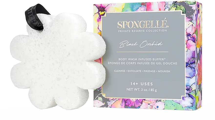 Piankowa gąbka pod prysznic wielokrotnego użytku - Spongelle Black Orchid Boxed Flower Body Wash Infused Buffer — Zdjęcie N1