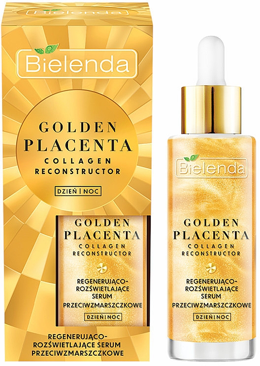 Regenerująco-rozświetlające serum przeciwzmarszczkowe do twarzy - Bielenda Golden Placenta Collagen Reconstructor