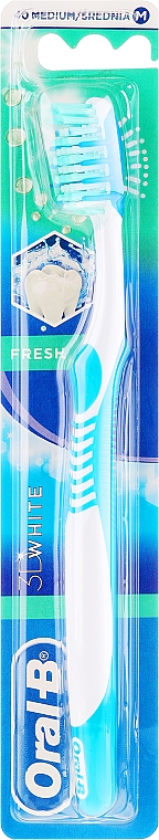 Szczoteczka do zębów, średnia twardość 40, turkusowa - Oral-B 3d White Fresh Toothbrush — Zdjęcie N1