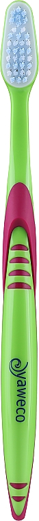 Miękka szczoteczka do zębów z wymienną główką, różowo-zielona - Yaweco — Zdjęcie N2