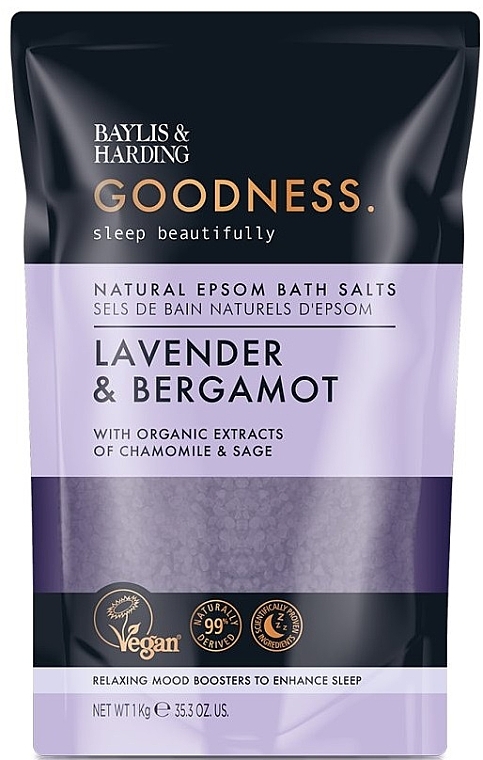 Sól do kąpieli z lawendą i bergamotką - Baylis & Harding Goodness Natural Epsom Bath Salts Lavender & Bergamot — Zdjęcie N1