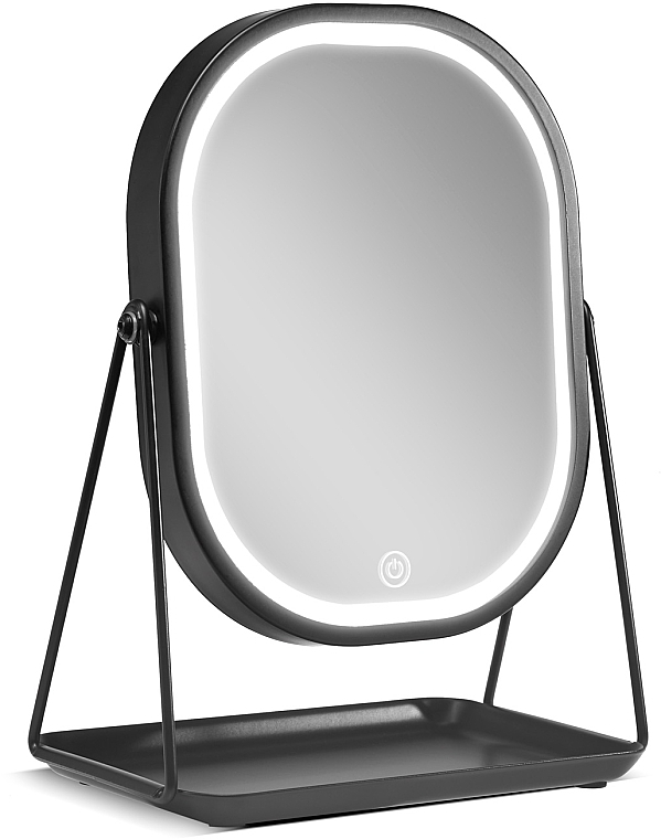 Lustro stołowe na stojaku, 10212-00, czarne - Gillian Jones Makeup Table Mirror LED-Light & Tray Black — Zdjęcie N2