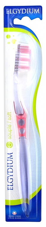 Szczoteczka do zębów, miękka, różowa - Elgydium Inter-Active Soft Toothbrush — Zdjęcie N1