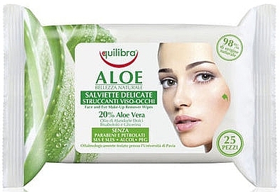 Aloesowe chusteczki do demakijażu - Equilibra Aloe Salviettine Delicate — Zdjęcie N1