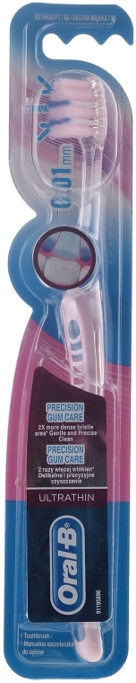 Ekstramiękka szczoteczka do zębów, różowa - Oral-B Ultrathin Precision Gum Care Extra Soft — Zdjęcie N1