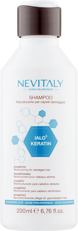 Szampon do włosów zniszczonych z keratyną i kwasem hialuronowym - Nevitaly Ialo3 Keratin Shampoo — Zdjęcie N1
