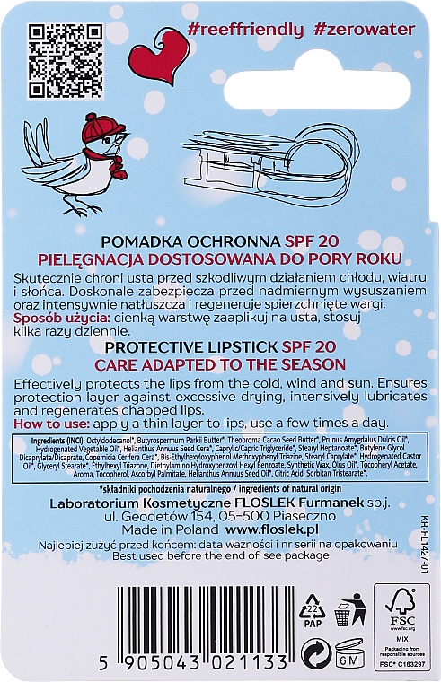PREZENT! Pomadka ochronna do ust z filtrem UV SPF20 - Floslek Winter Care Protective Lipstick — Zdjęcie N2