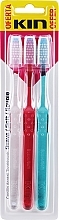 Kup Zestaw, przezroczysta + czerwona + turkusowa - Kin Cepillo Dental Soft Toothbrush (toothbrush/3pcs) 