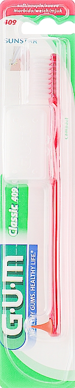 Szczoteczka do zębów Classic 409, miękka, czerwona - G.U.M Soft Compact Toothbrush — Zdjęcie N1