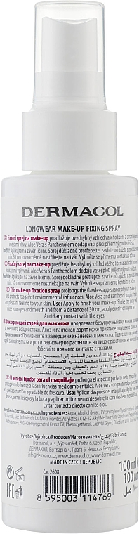 Spray utrwalający makijaż - Dermacol Longwear Make-up Fixing Spray  — Zdjęcie N2