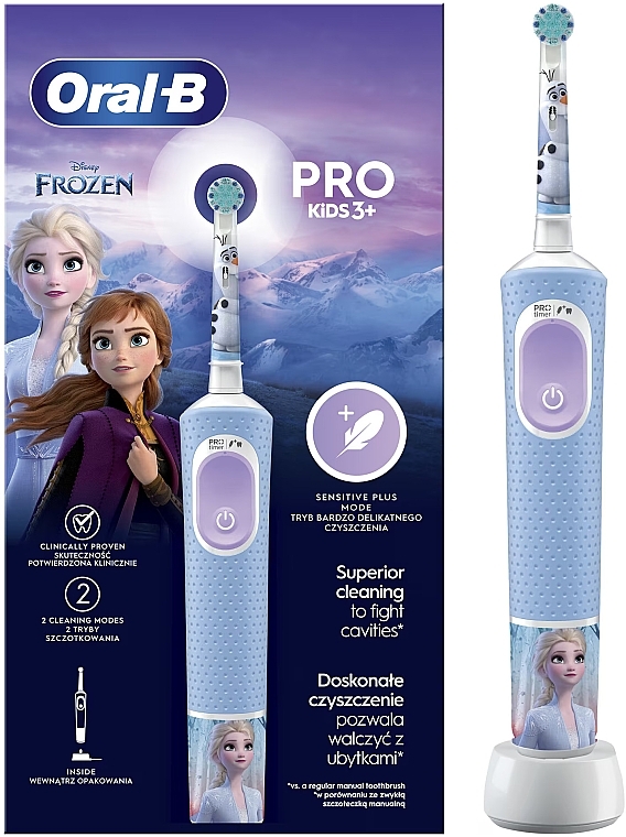 Elektryczna szczoteczka do zębów dla dzieci 3+, niebieska - Oral-B Vitality Pro Kids 3+ Frozen — Zdjęcie N1