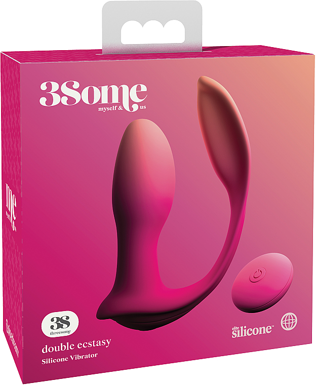 Stymulator wibracyjny o podwójnym działaniu i ze zdalnym sterowaniem, różowy - PipeDream Threesome Double Ecstasy Pink — Zdjęcie N1