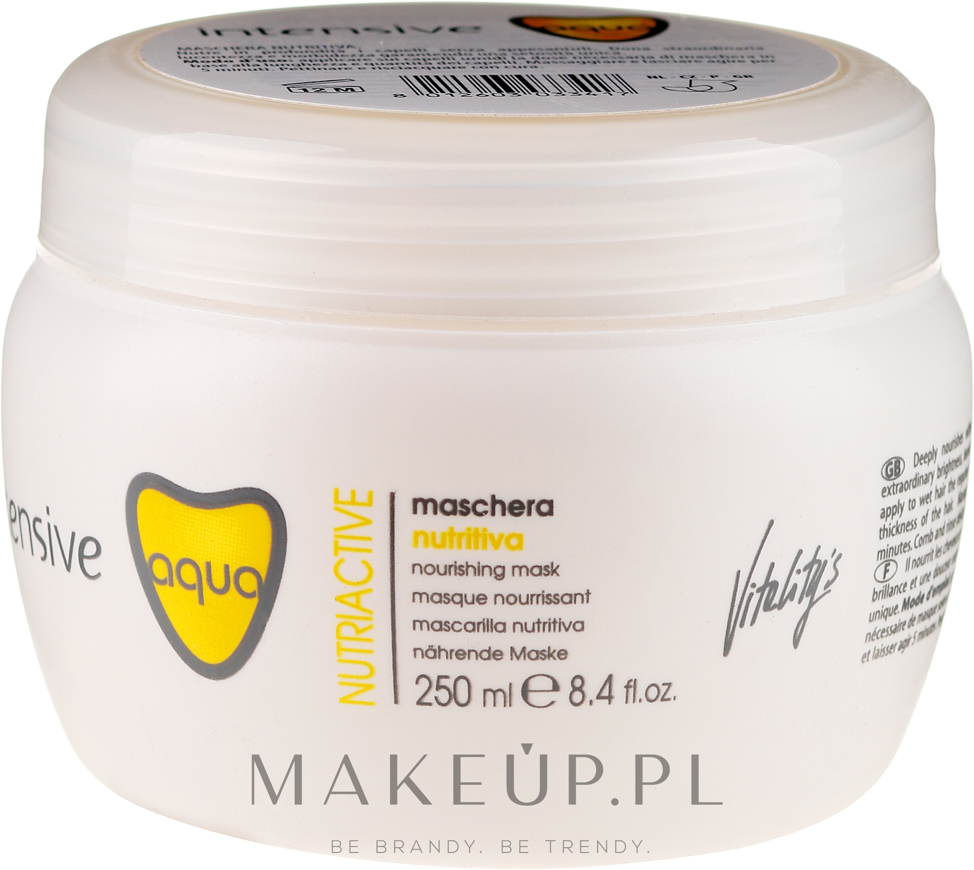 Odżywcza maska do włosów suchych - Vitality's Aqua Nourishing Mask — Zdjęcie 250 ml