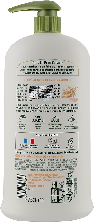 Delikatny krem pod prysznic Mleko owsiane - Le Petit Olivier Extra Gentle Shower Cream — Zdjęcie N2