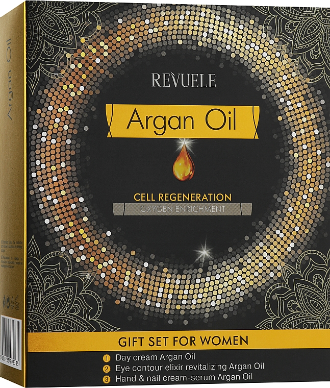 Zestaw - Revuele Argan Oil Gift Set (f/cr/50ml + h/ser/50ml + eye/elixir/25ml) — Zdjęcie N1