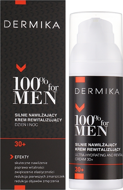 Rewitalizujący krem silnie nawilżający dla mężczyzn 30+ - Dermika 100% For Man — Zdjęcie N2