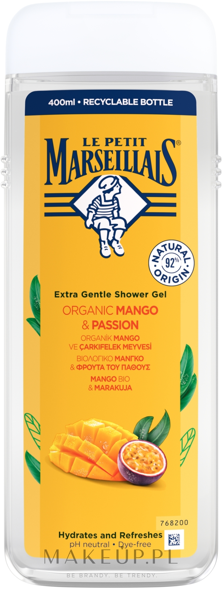 Żel pod prysznic Organiczne mango i marakuja - Le Petit Marseillais Extra Gentle Shower Gel Organic Mango & Passion Fruit — Zdjęcie 400 ml