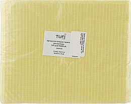 Serwetki papierowe do manicure odporne na wilgoć, 40 x 32 cm, żółte - Tufi Profi Premium — Zdjęcie N1