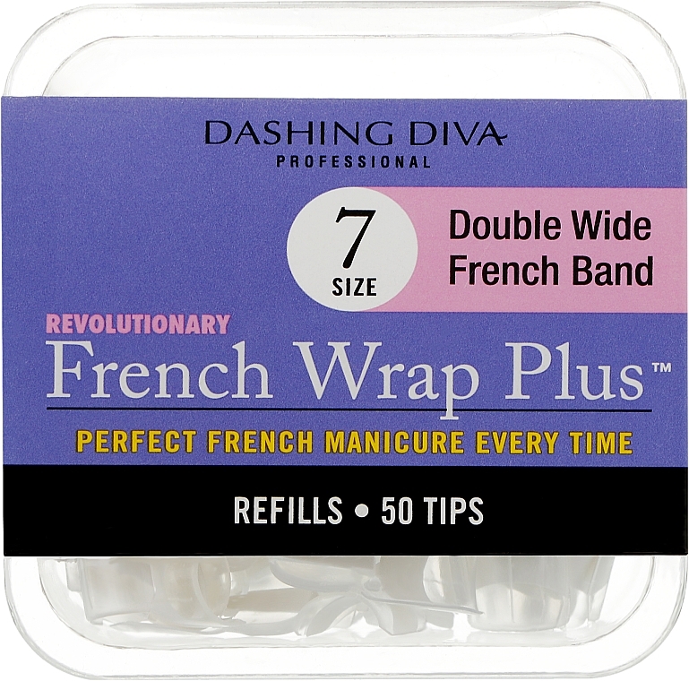 Tipsy - Dashing Diva French Wrap Plus Double Wide White 50 Tips (Size 7) — Zdjęcie N1