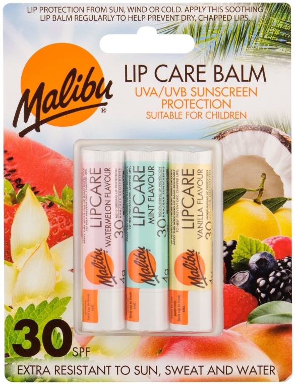 Zestaw - Malibu Lip Care Balm SPF30 Set (lip/balm/3x4g) — Zdjęcie N1
