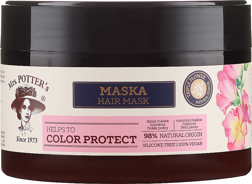 Ochronna maska do włosów farbowanych Potrójna moc kwiatów - Mrs. Potter's Helps To Color Protect — Zdjęcie N1