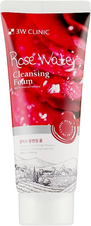 Oczyszczająca pianka do twarzy z wodą różaną - 3W Clinic Rose Water Cleansing Foam — Zdjęcie N4
