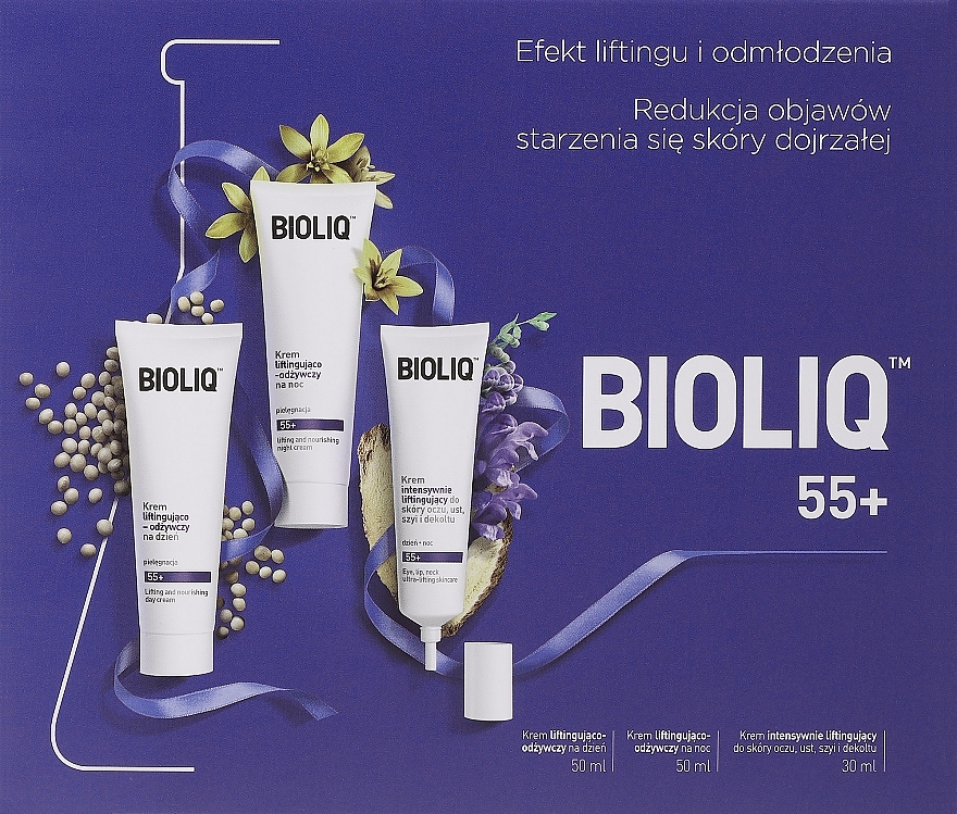 Zestaw do pielęgnacji twarzy - Bioliq 55+ (day/cr 50 ml + night/cr 50 ml + eye/cr 30 ml) — Zdjęcie N1