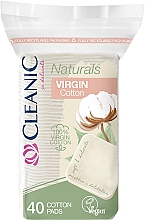 Waciki bawełniane, kwadratowe, 40szt - Cleanic Naturals Virgin Cotton Pads — Zdjęcie N1