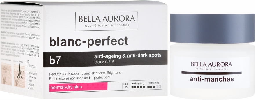 Krem przeciw plamom pigmentacyjnym do skóry suchej SPF 15 - Bella Aurora B7 Dry Skin Daily Anti-Ageing Anti-Dark Spot Care (uzupełniona nazwa) — Zdjęcie N1