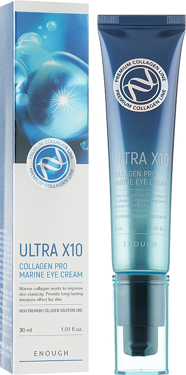 Kolagenowy krem odmładzający na powieki - Enough Premium Ultra X10 Collagen Pro Marine Eye Cream