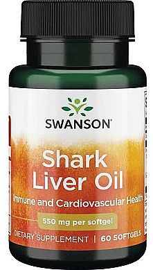 Suplement diety Olej z wątroby rekina, 550 mg, 60 kapsułek - Swanson Shark Liver Oil — Zdjęcie N1