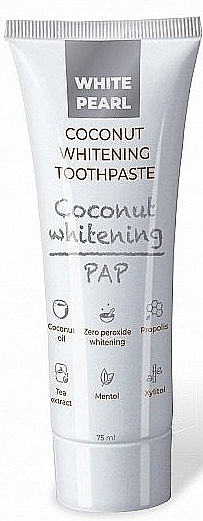 Kokosowa pasta wybielająca do zębów - VitalCare White Pearl PAP Coconut Whitening Toothpaste — Zdjęcie N1