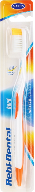 Szczoteczka do zębów Rebi-Dental M46, twarda, biało-pomarańczowa - Mattes Rebi-Dental M46 Toothbrush — Zdjęcie N1