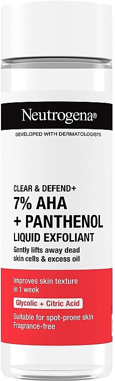 Peeling do twarzy - Neutrogena Clear & Defend+ 7% Aha+Panthenol Liquid Exfoliant — Zdjęcie N1
