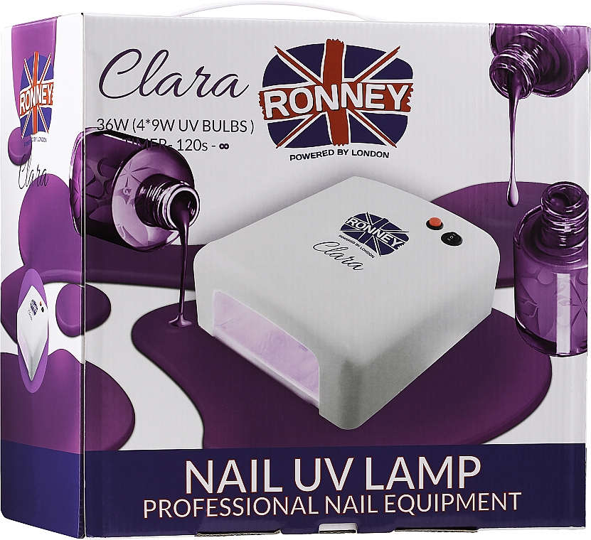 Lampa do lakierów hybrydowych Clara, zielona - Ronney Professional UV 36W (GY-UV-818) — Zdjęcie N2