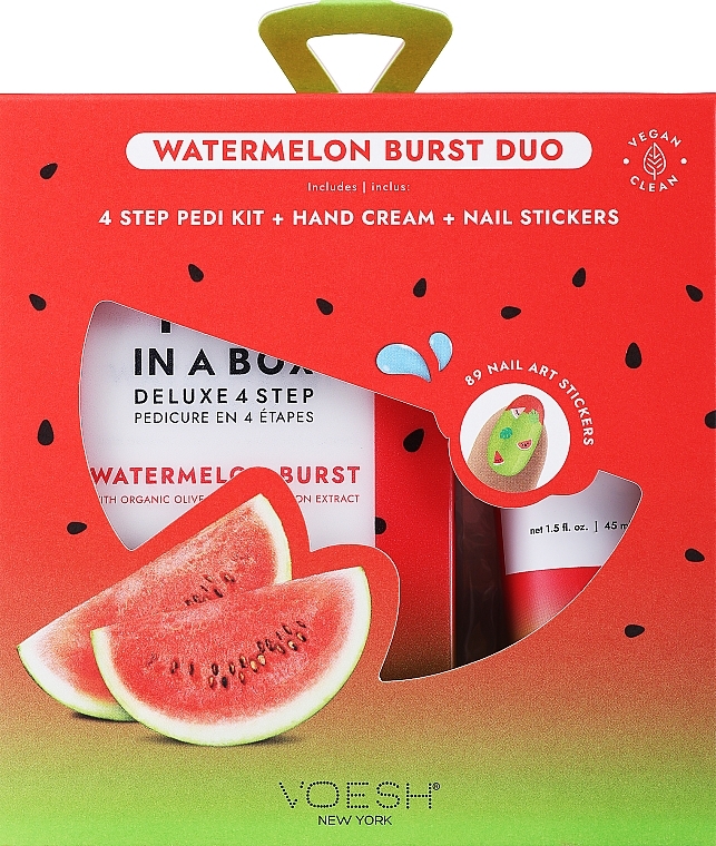 Zestaw do pielęgnacji stóp - Voesh Watermelon Duo with Nail Stickers — Zdjęcie N1