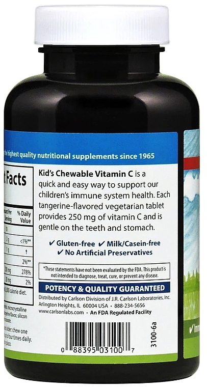 Żelki z witaminą C dla dzieci o smaku mandarynki - Carlson Labs Kid's Chewable Vitamin C — Zdjęcie N3