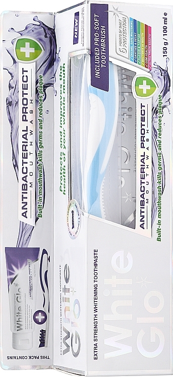 Zestaw - White Glo Antibacterial Protect Set (t/paste/100ml + t/brush/1pc) — Zdjęcie N1