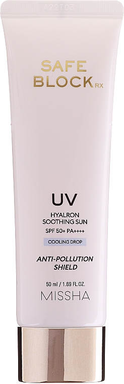 Krem przeciwsłoneczny z kwasem hialuronowym SPF 50 - Missha Safe Block RX Hyalron Soothing Sun 50+ (Cooling Drop) — Zdjęcie N1