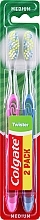 Szczoteczki do zębów, średnia twardość, różowa + niebieska - Colgate Twister Medium — Zdjęcie N1