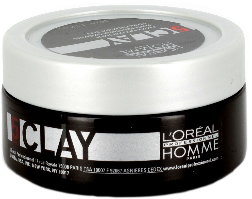 Pasta matująca do włosów - L'Oreal Professionnel Homme Strong Hold Matt Clay — Zdjęcie N1